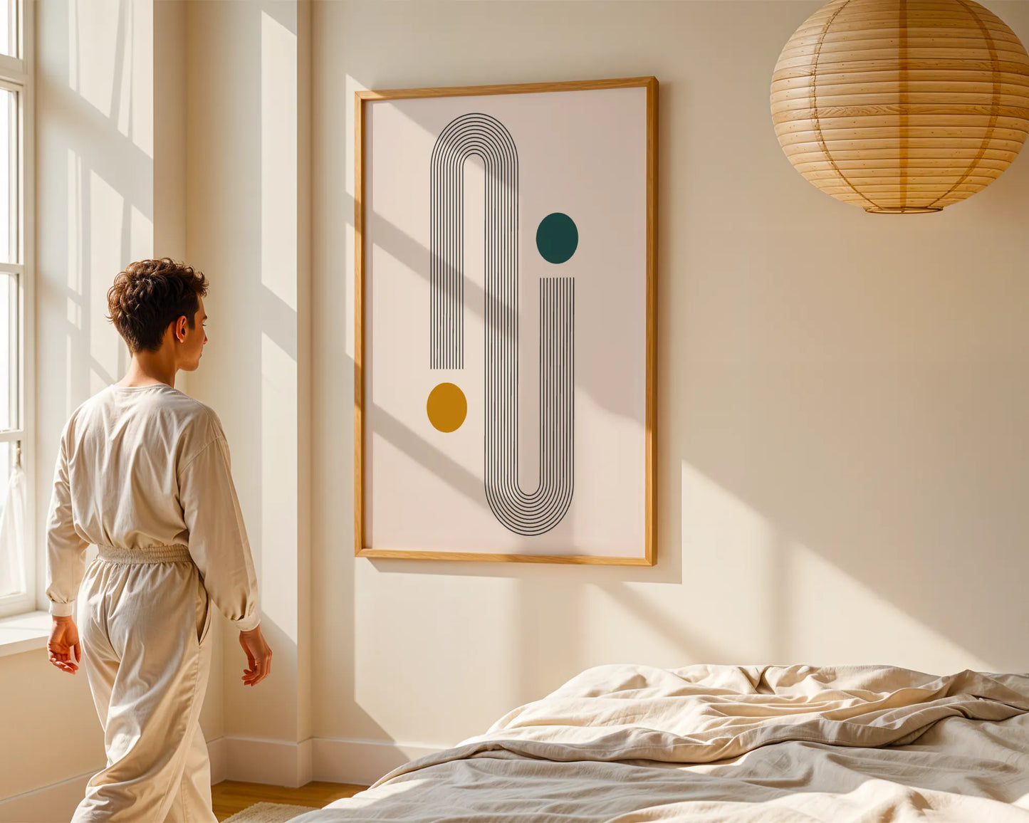 Abstract Art Lines I, Mid Century Modern, Wall Painting