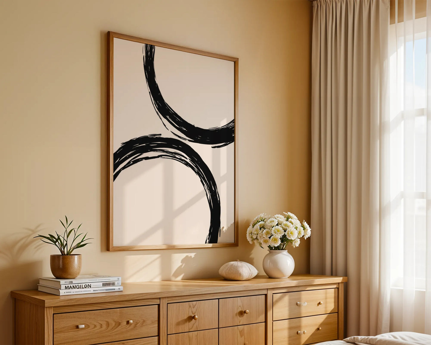 Abstract Black & White Lines II, Mid Century Modern, Wall Art