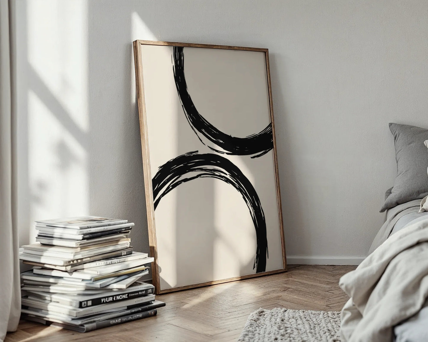Abstract Black & White Lines II, Mid Century Modern, Wall Art