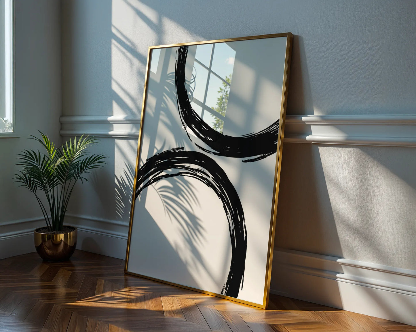 Abstract Black & White Lines II, Mid Century Modern, Wall Art