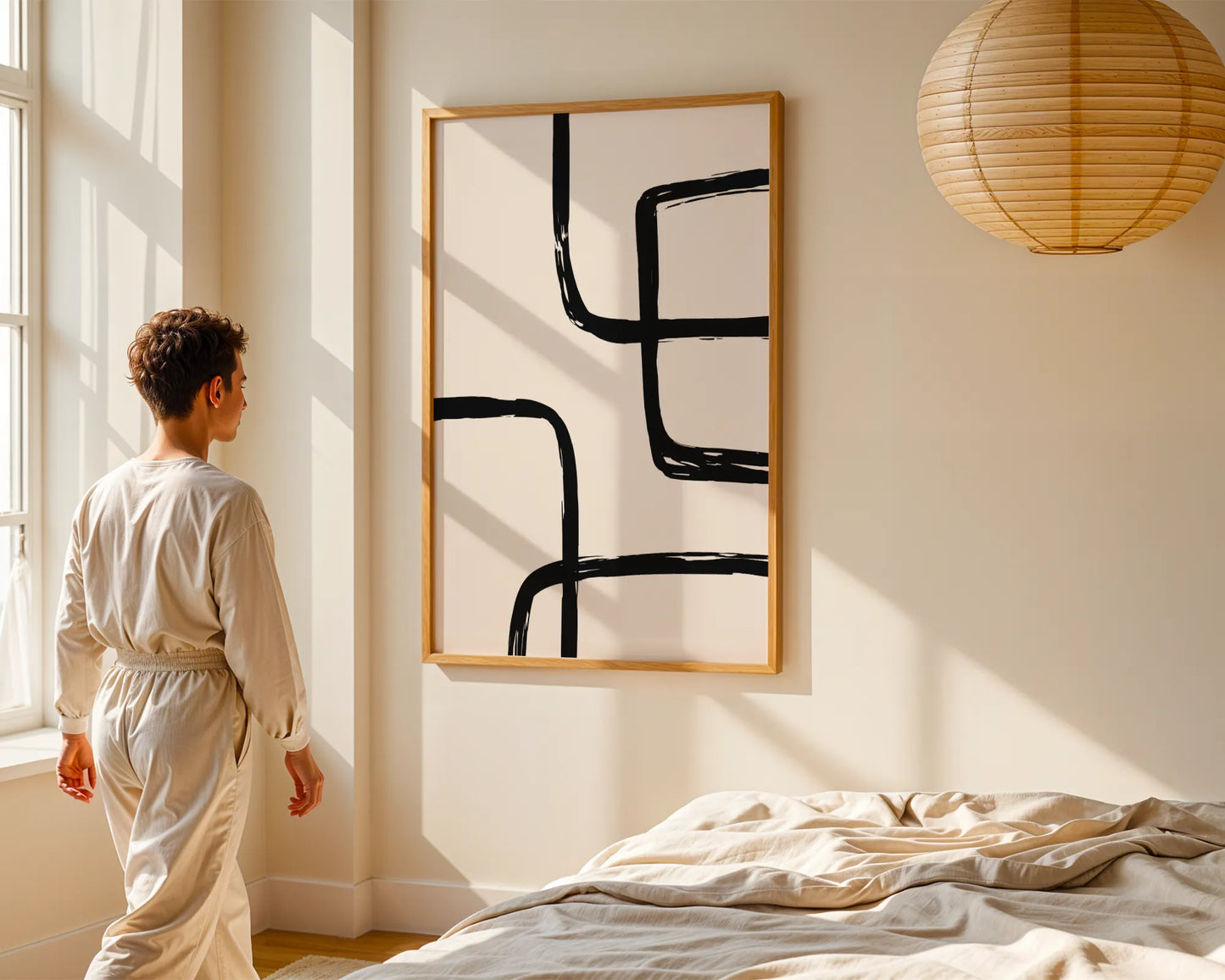 Abstract Black & White Lines I, Mid Century Modern, Wall Art