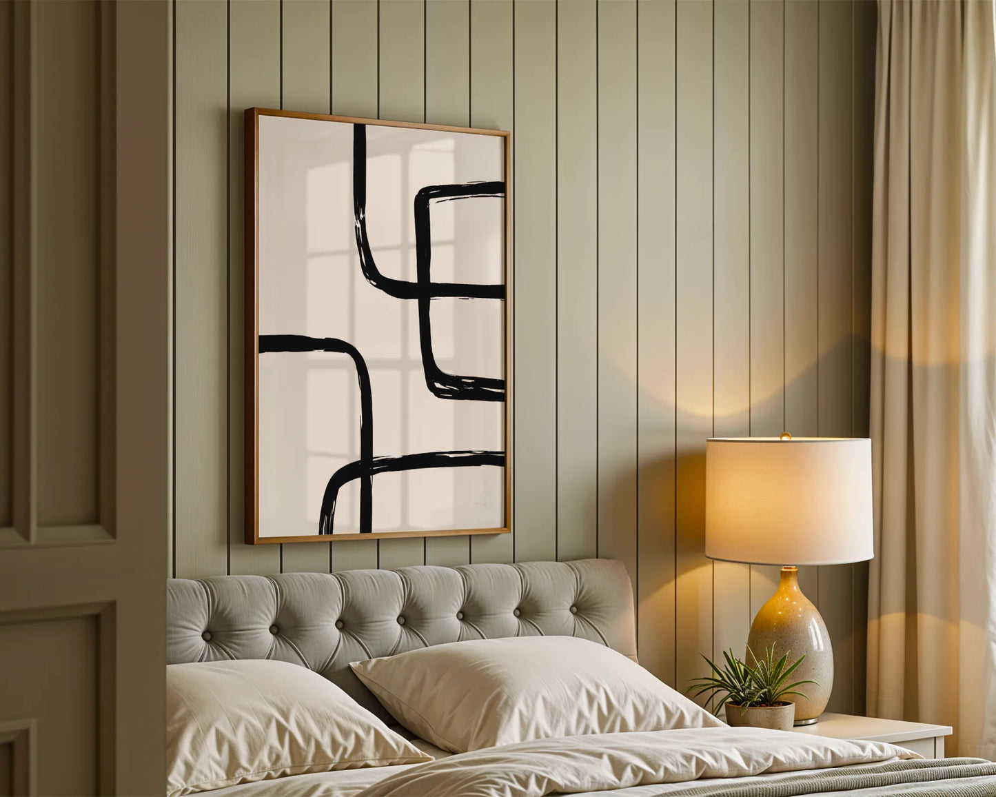 Abstract Black & White Lines I, Mid Century Modern, Wall Art