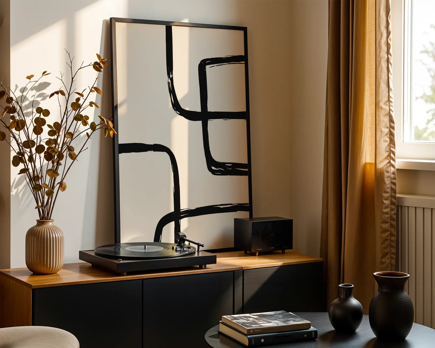 Abstract Black & White Lines I, Mid Century Modern, Wall Art