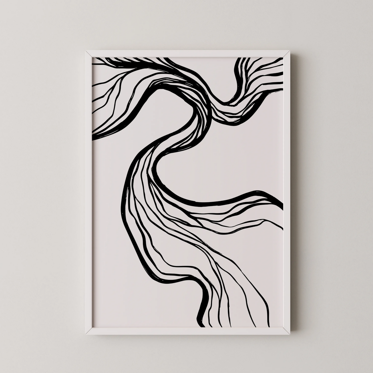 Abstract Black & White Lines, Mid Century Modern, Wall Art