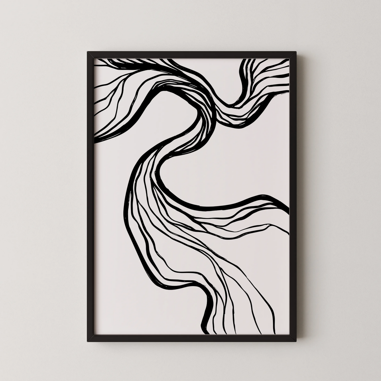 Abstract Black & White Lines, Mid Century Modern, Wall Art