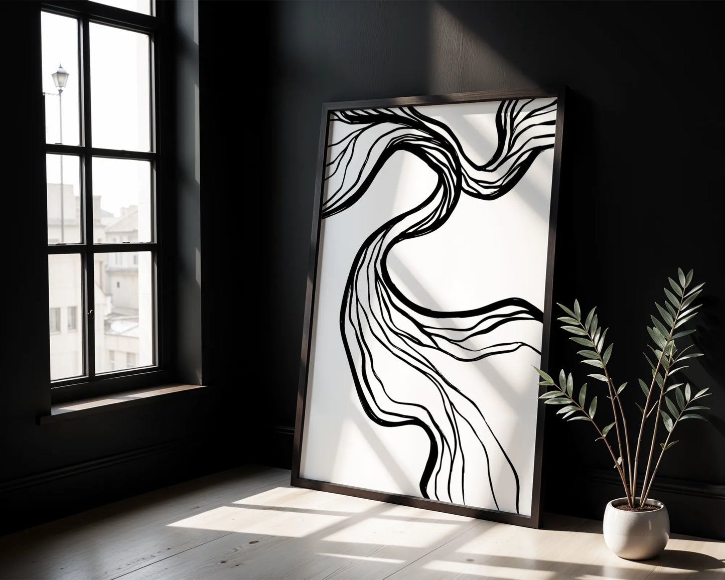 Abstract Black & White Lines, Mid Century Modern, Wall Art