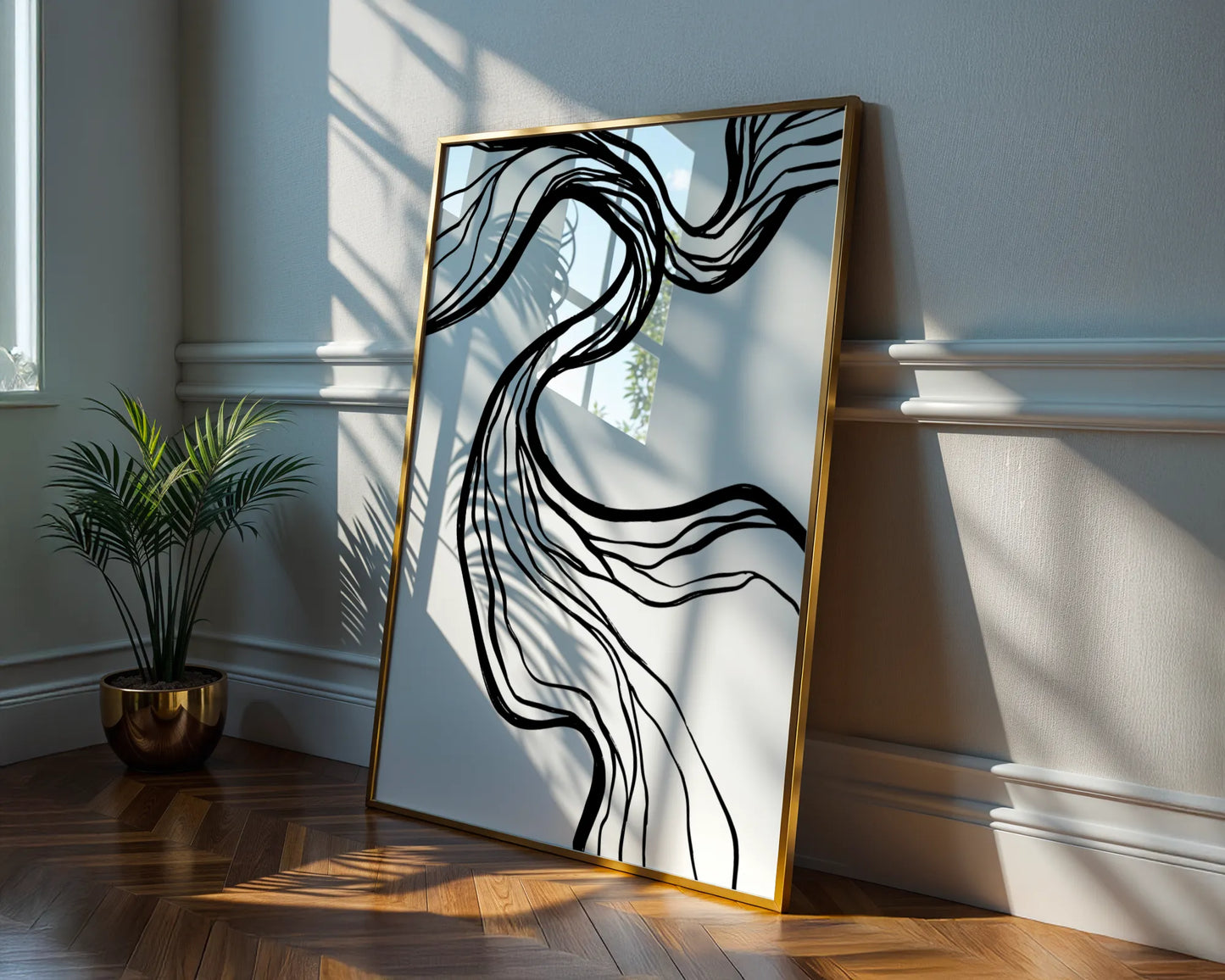 Abstract Black & White Lines, Mid Century Modern, Wall Art