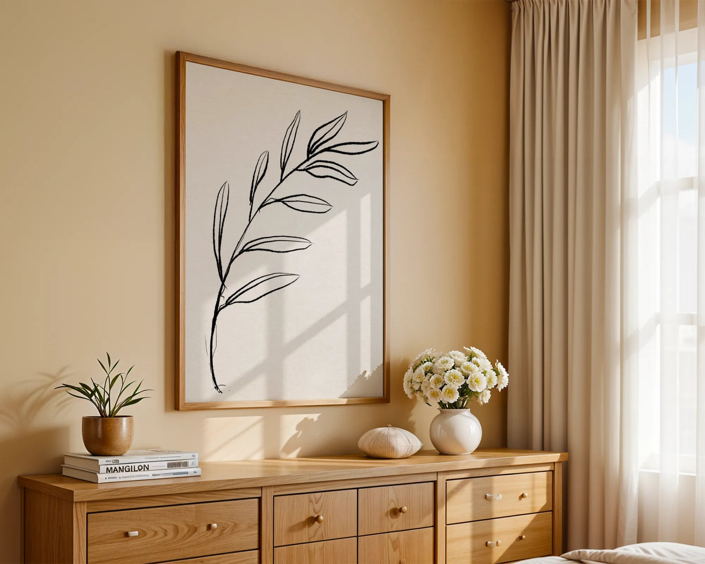 Abstract Branch, Black & White, Mid Century Modern