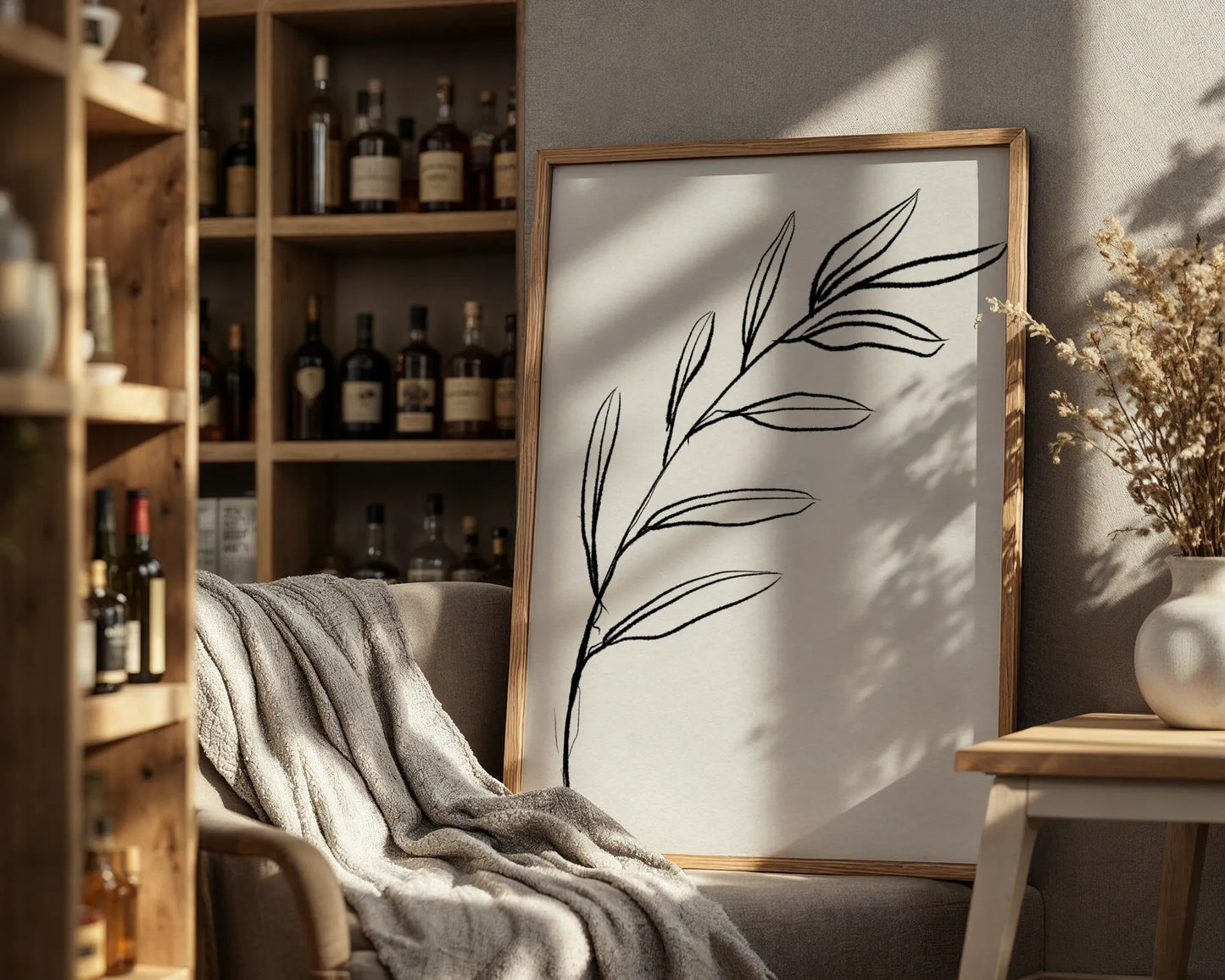 Abstract Branch, Black & White, Mid Century Modern