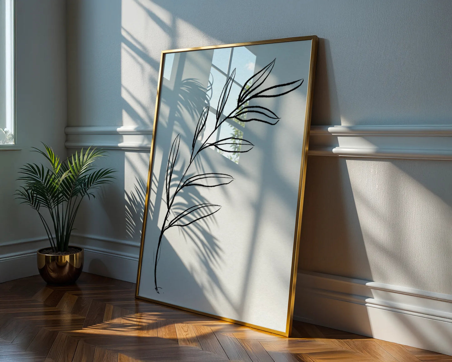 Abstract Branch, Black & White, Mid Century Modern