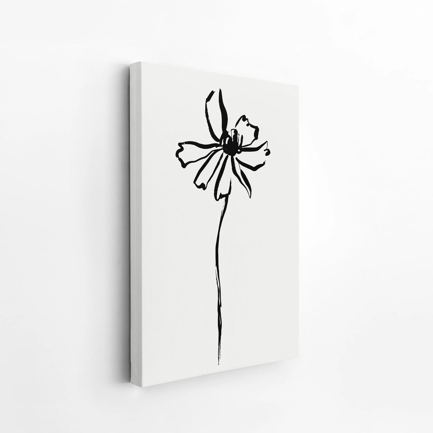 Abstract Flower, Black & White, Mid Century Modern