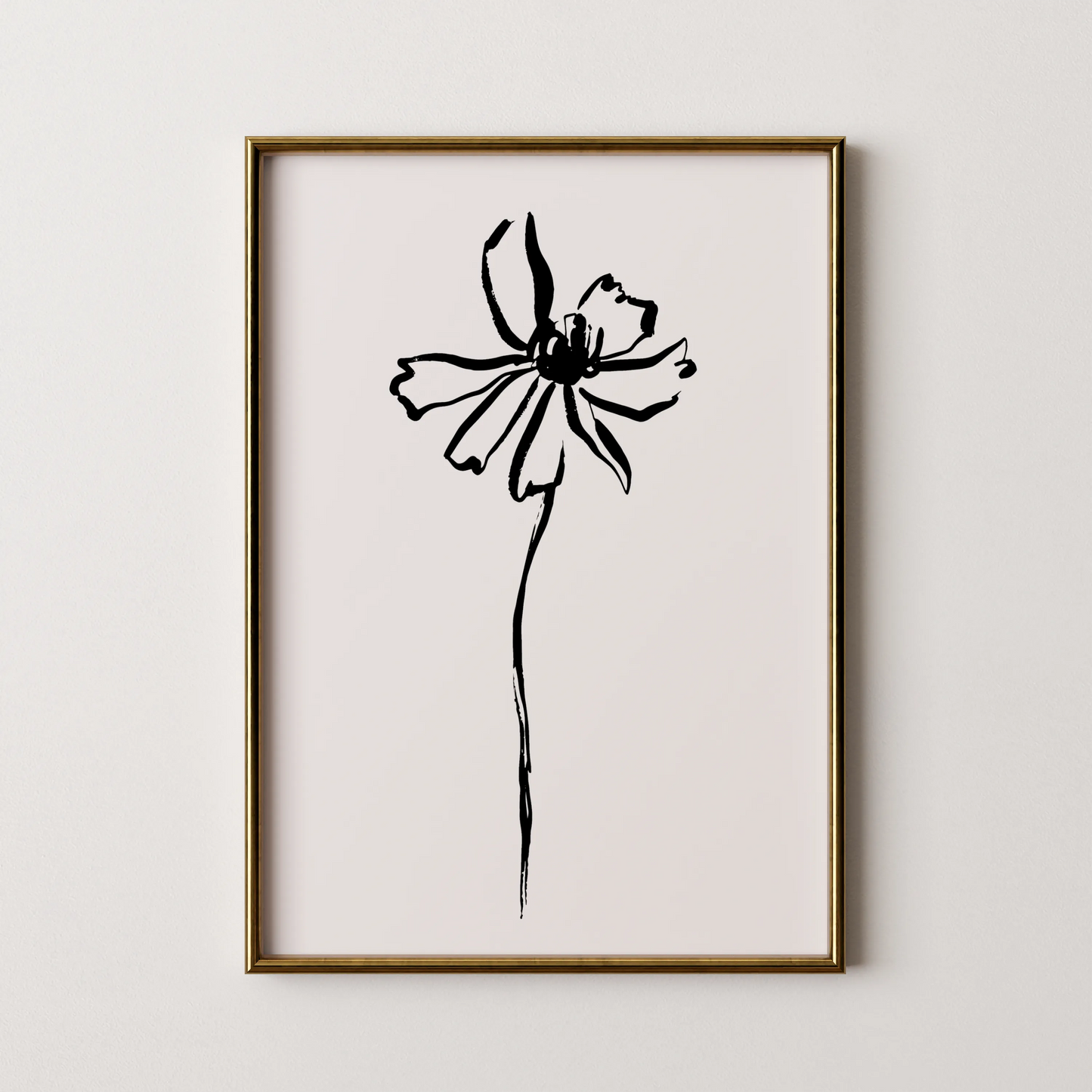Abstract Flower, Black & White, Mid Century Modern