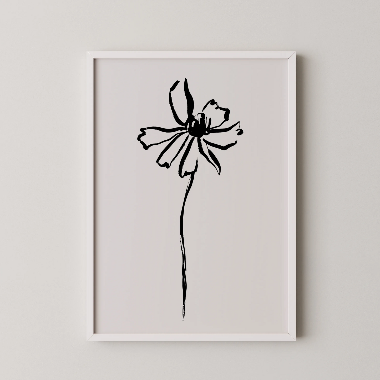 Abstract Flower, Black & White, Mid Century Modern