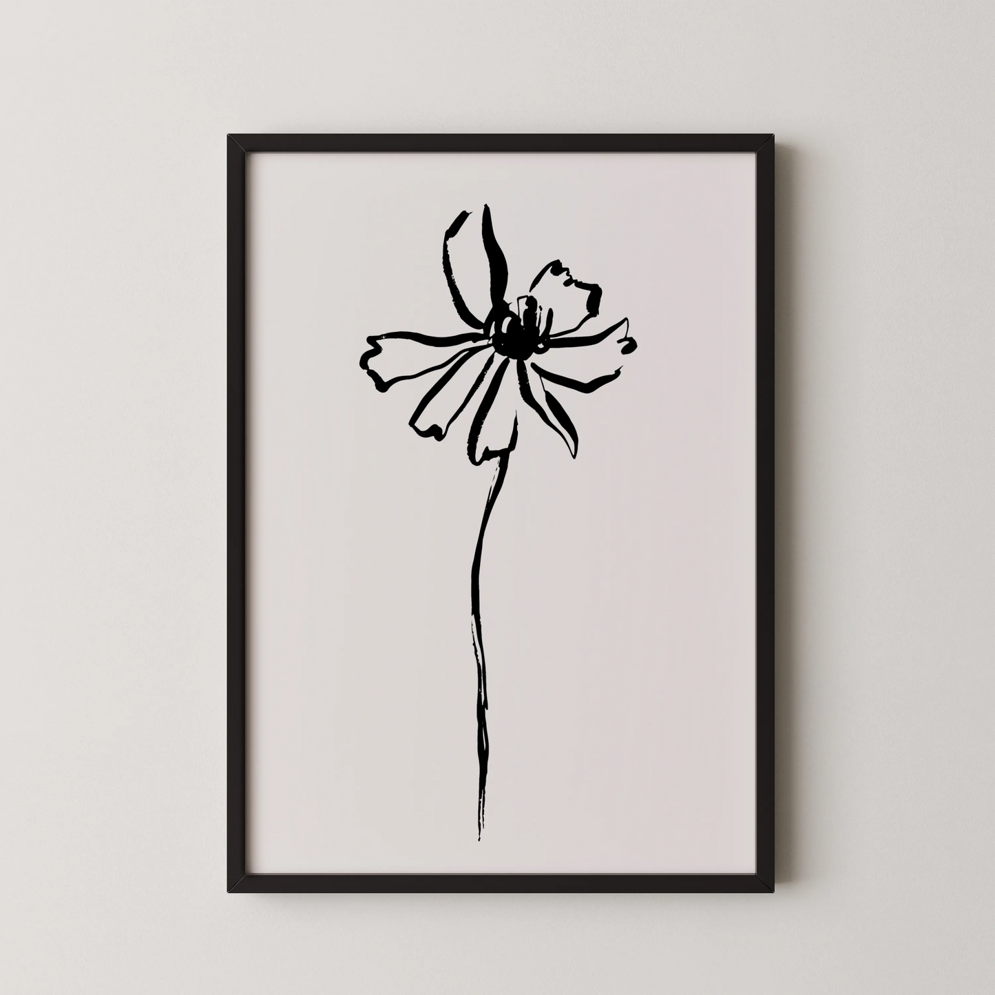 Abstract Flower, Black & White, Mid Century Modern