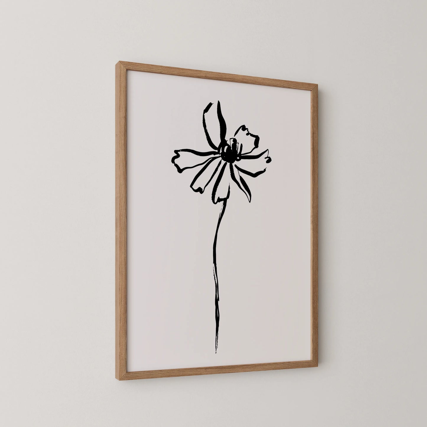 Abstract Flower, Black & White, Mid Century Modern