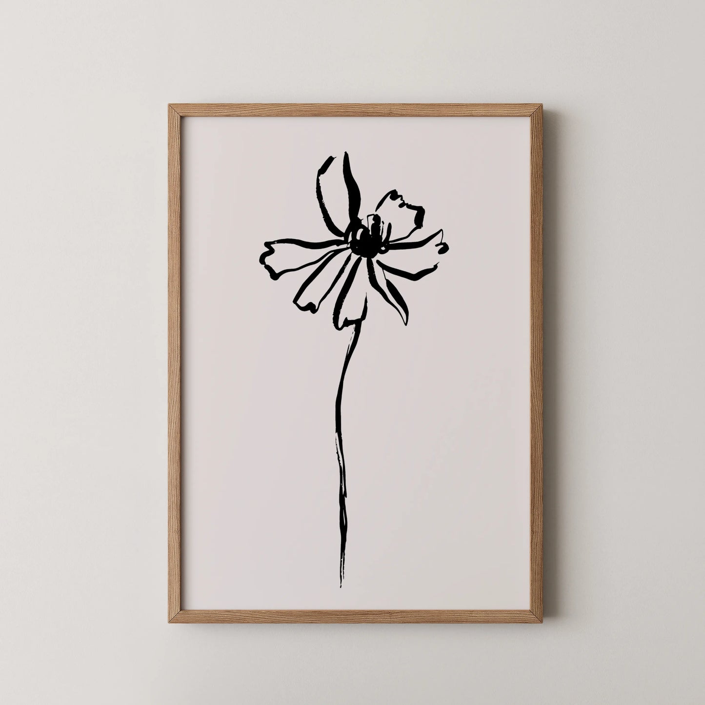 Abstract Flower, Black & White, Mid Century Modern