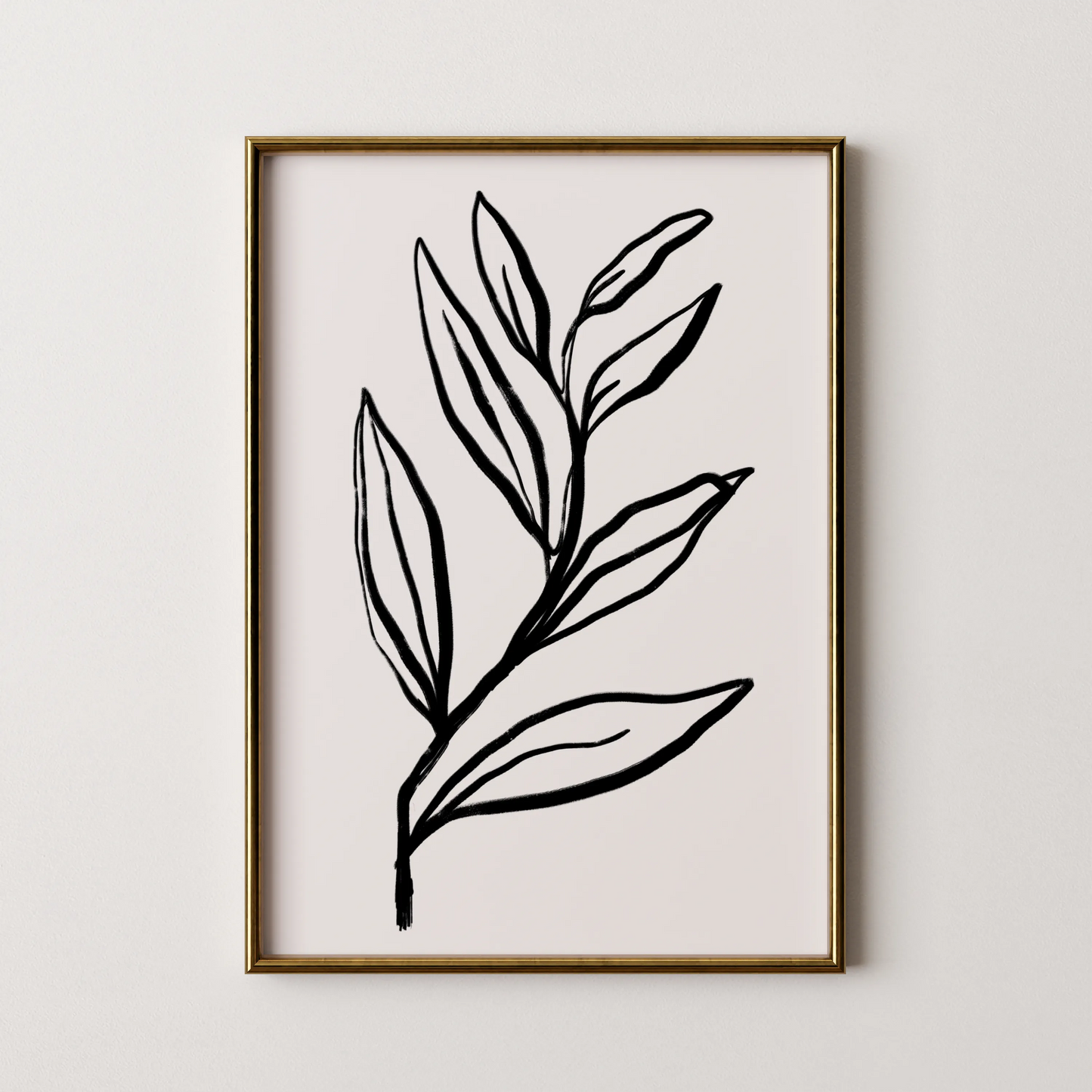 Abstract Leaf, Black & White, Mid Century Modern