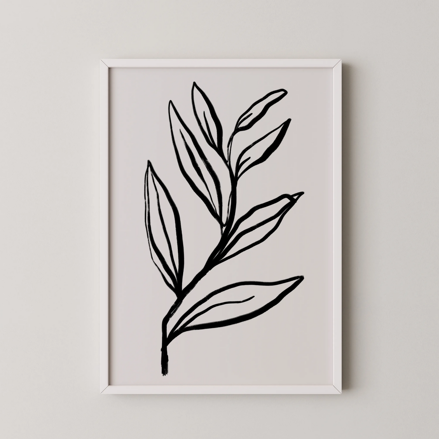 Abstract Leaf, Black & White, Mid Century Modern