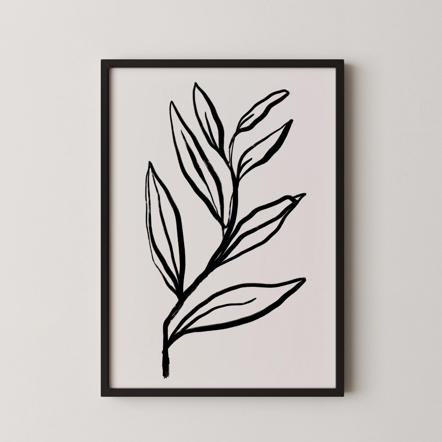 Abstract Leaf, Black & White, Mid Century Modern