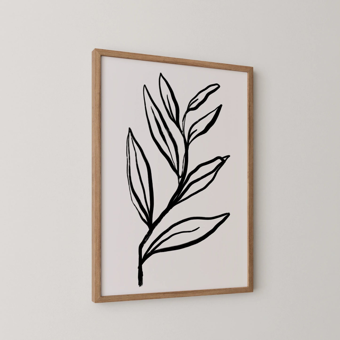 Abstract Leaf, Black & White, Mid Century Modern