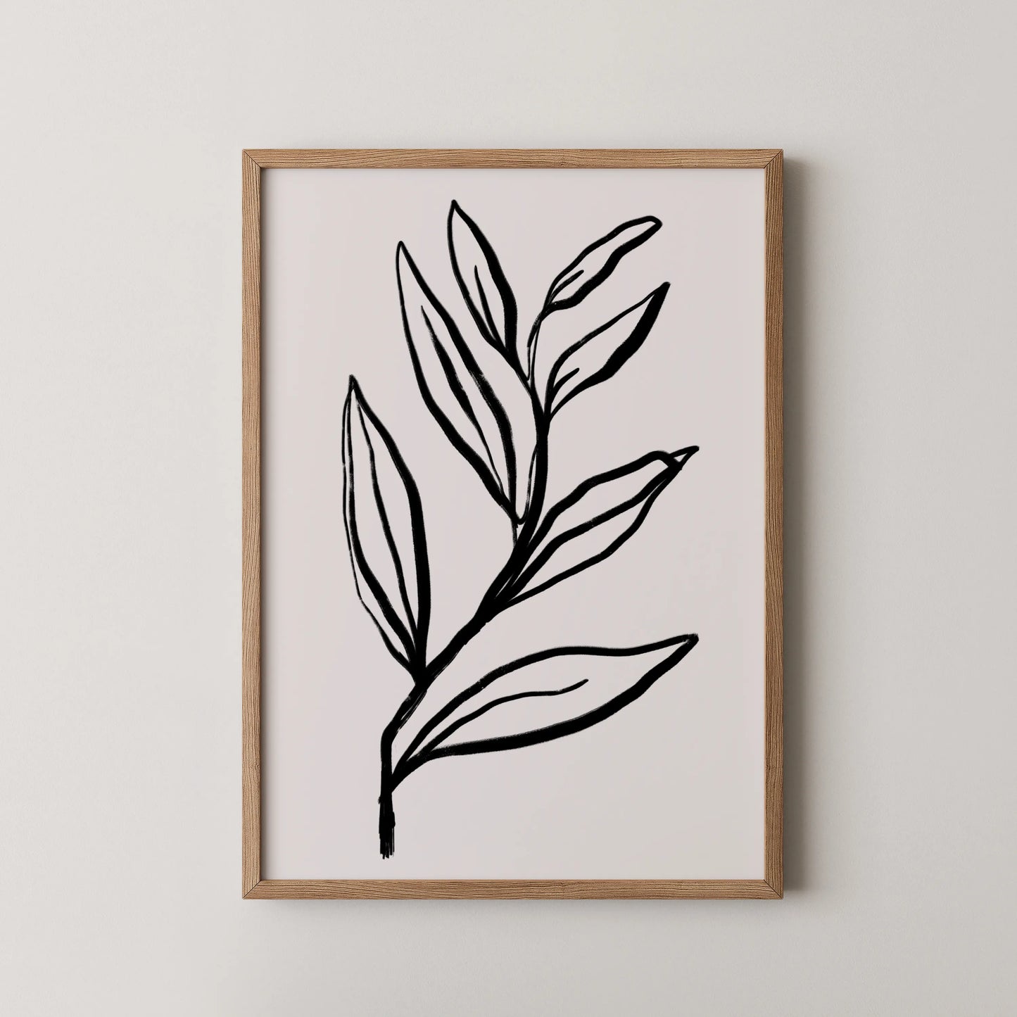 Abstract Leaf, Black & White, Mid Century Modern