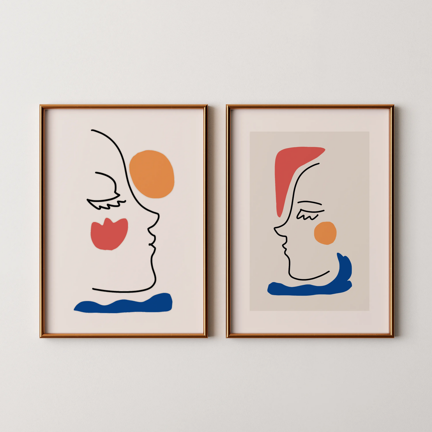 Abstract Line Art, Set of 2, Black & White Mid Century Aesthetic Wall Art