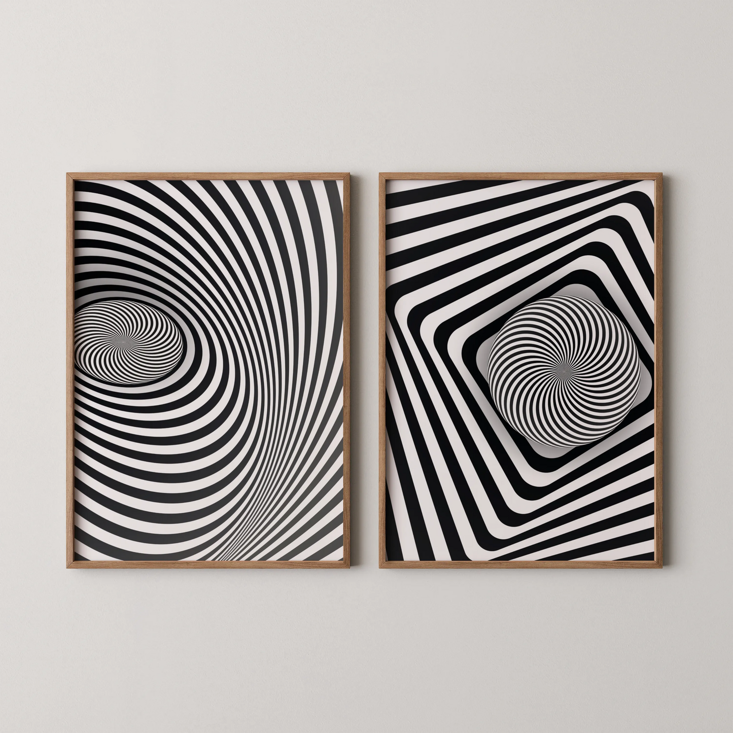 Abstract Line, Set of 2, Black & White Mid Century Aesthetic Wall Art