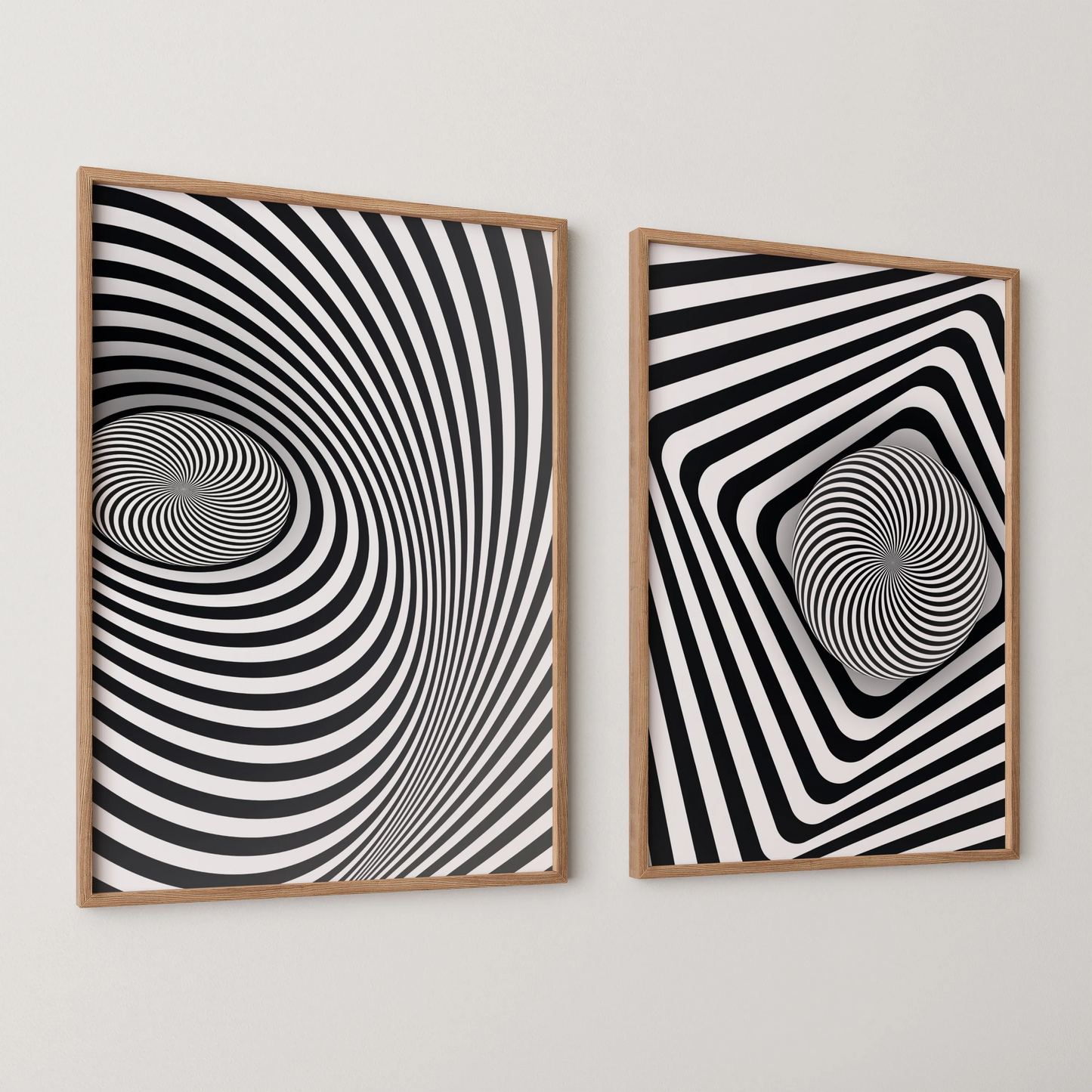 Abstract Line, Set of 2, Black & White Mid Century Aesthetic Wall Art