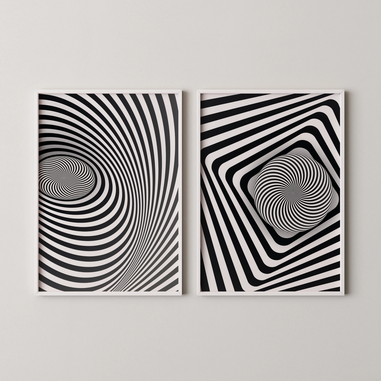 Abstract Line, Set of 2, Black & White Mid Century Aesthetic Wall Art