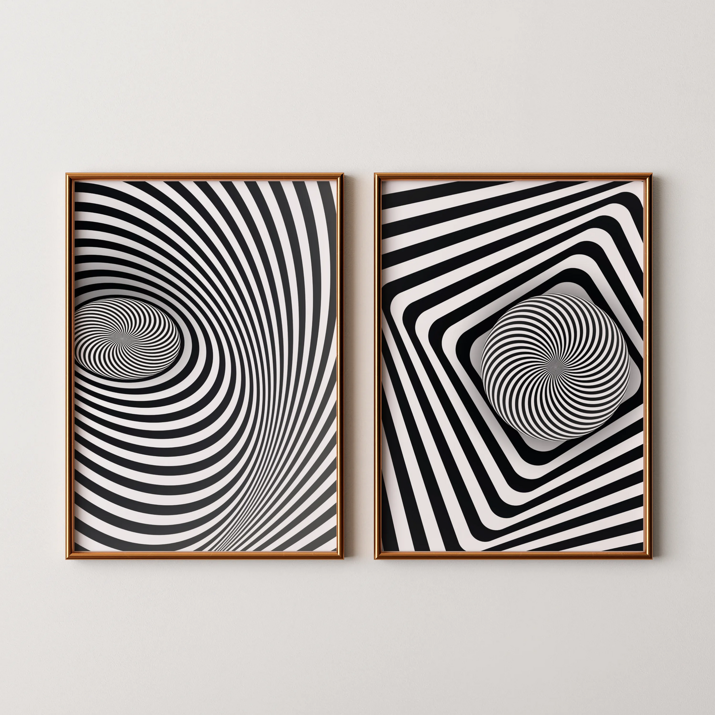 Abstract Line, Set of 2, Black & White Mid Century Aesthetic Wall Art