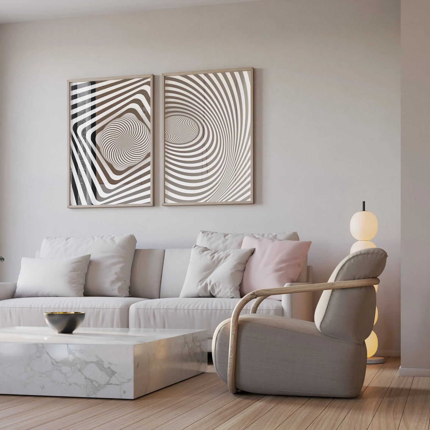 Abstract Line, Set of 2, Black & White Mid Century Aesthetic Wall Art