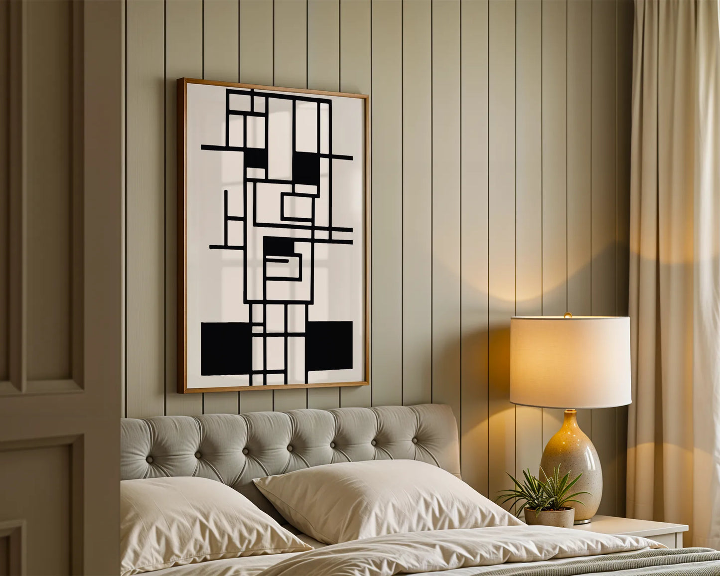 Abstract Lines, Black & White, Mid Century Modern