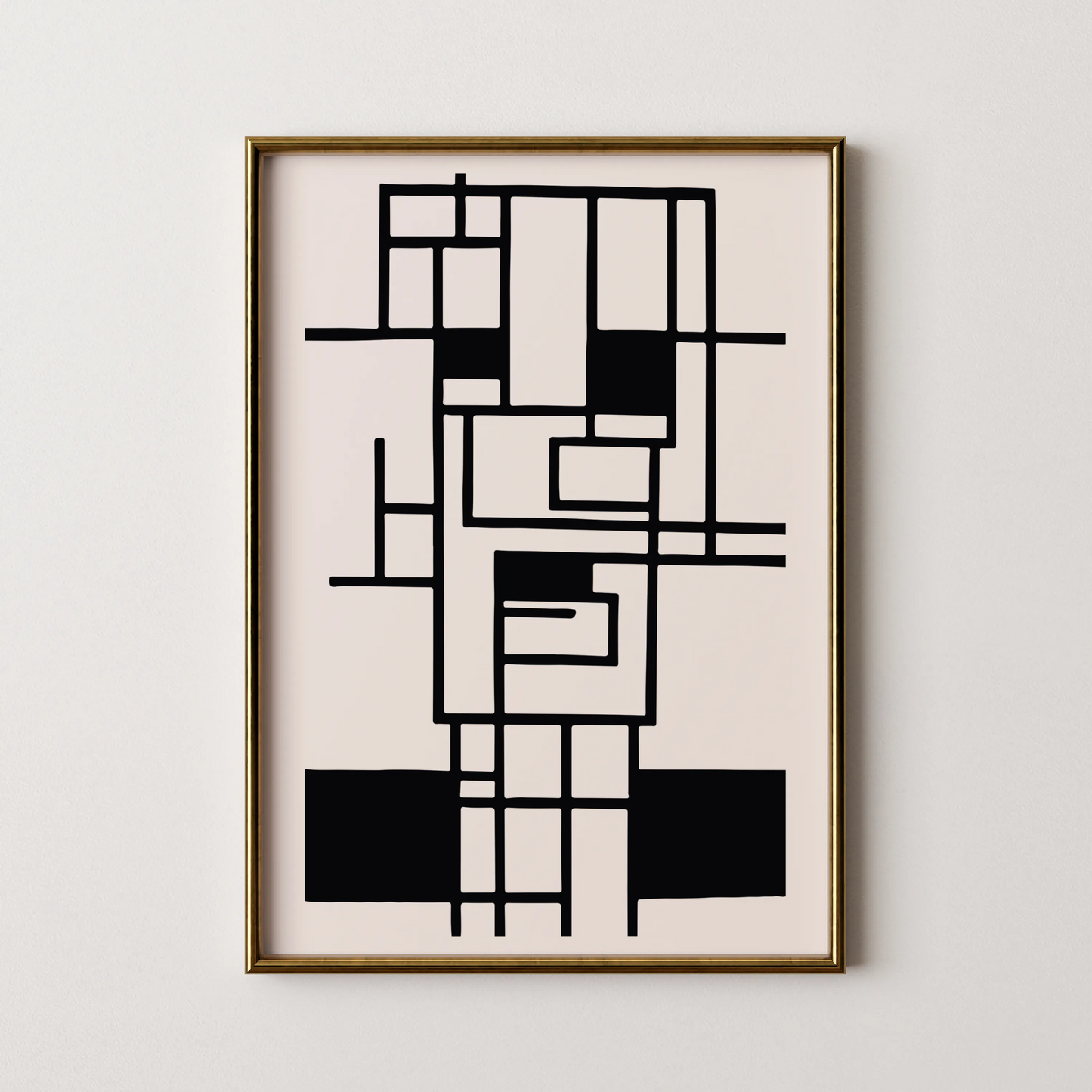Abstract Lines, Black & White, Mid Century Modern