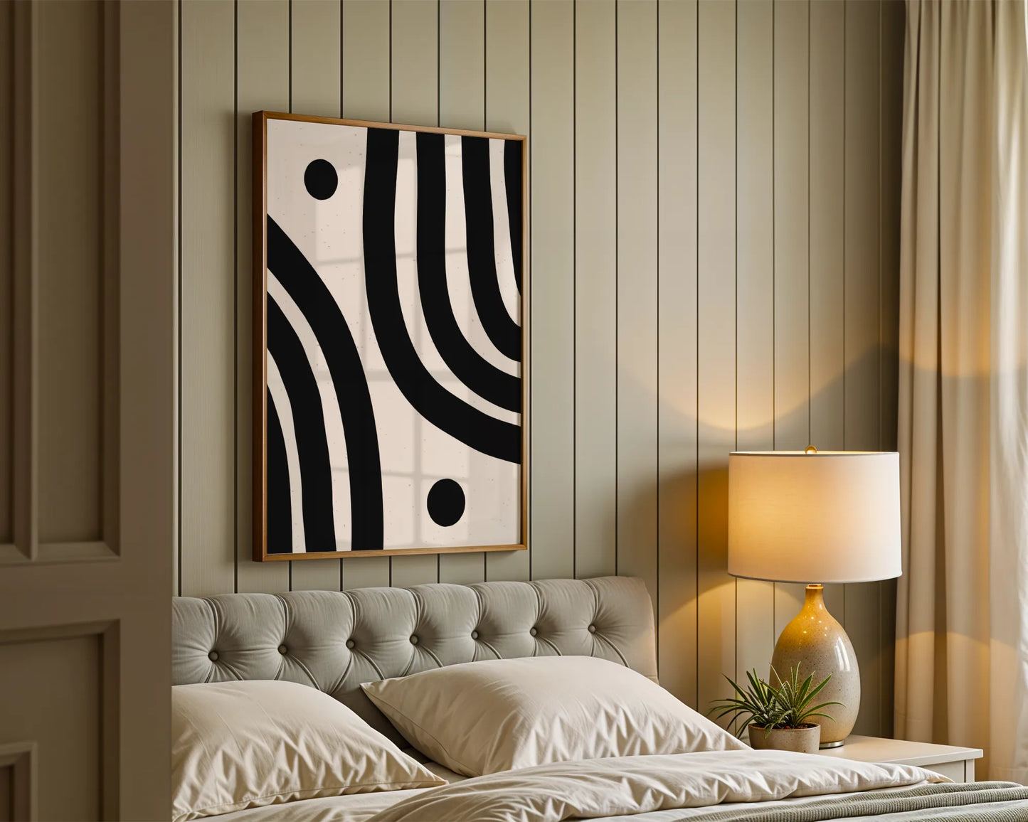 Abstract Lines, Black & White, Mid Century Modern