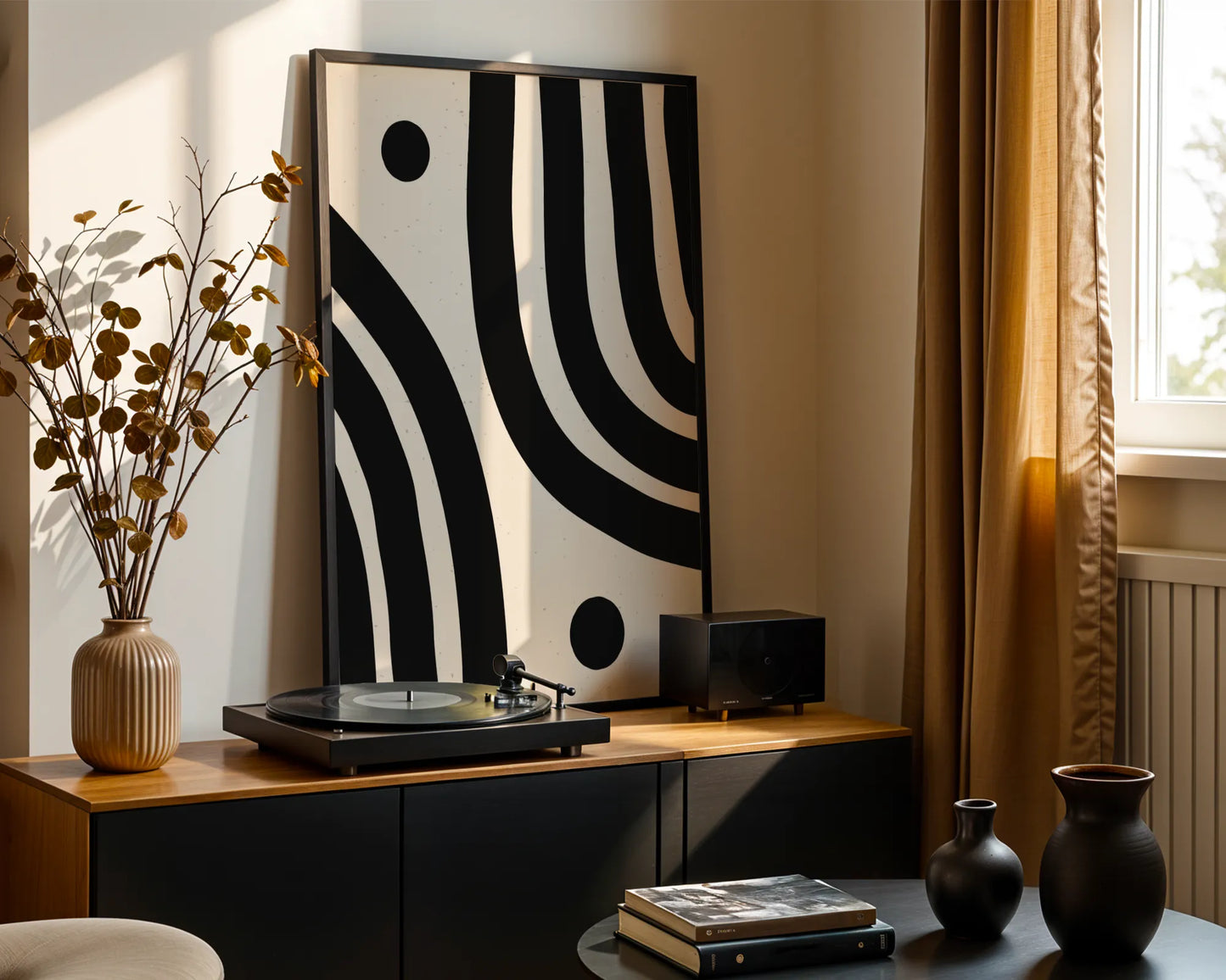 Abstract Lines, Black & White, Mid Century Modern