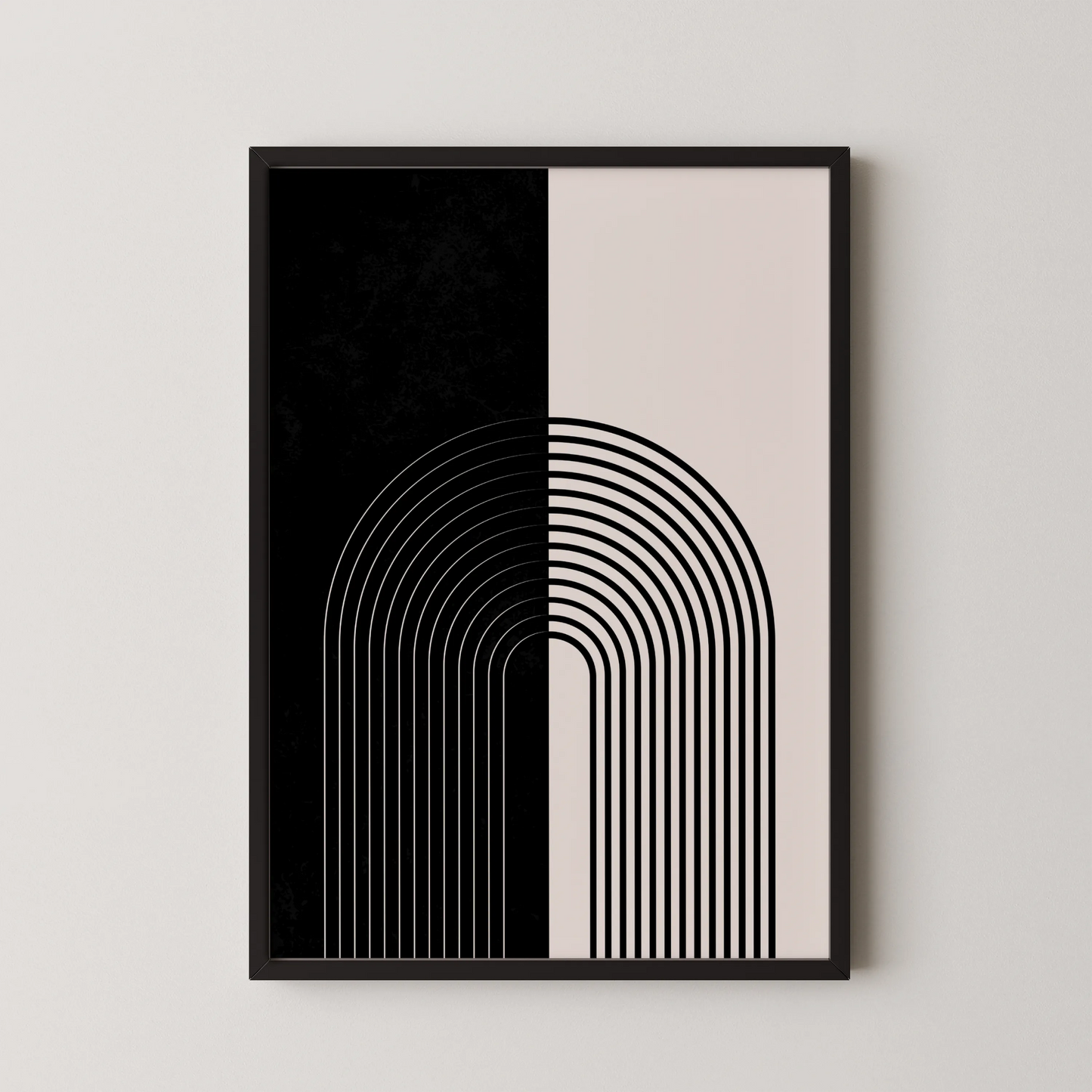 Abstract Lines, Black & White, Mid Century Modern, Wall Painting