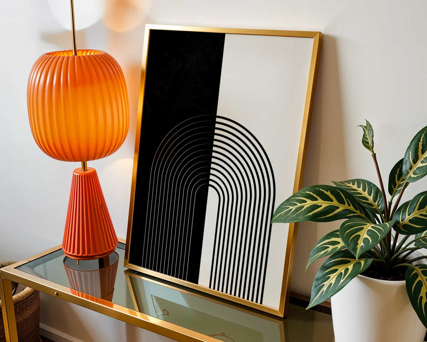 Abstract Lines, Black & White, Mid Century Modern, Wall Painting