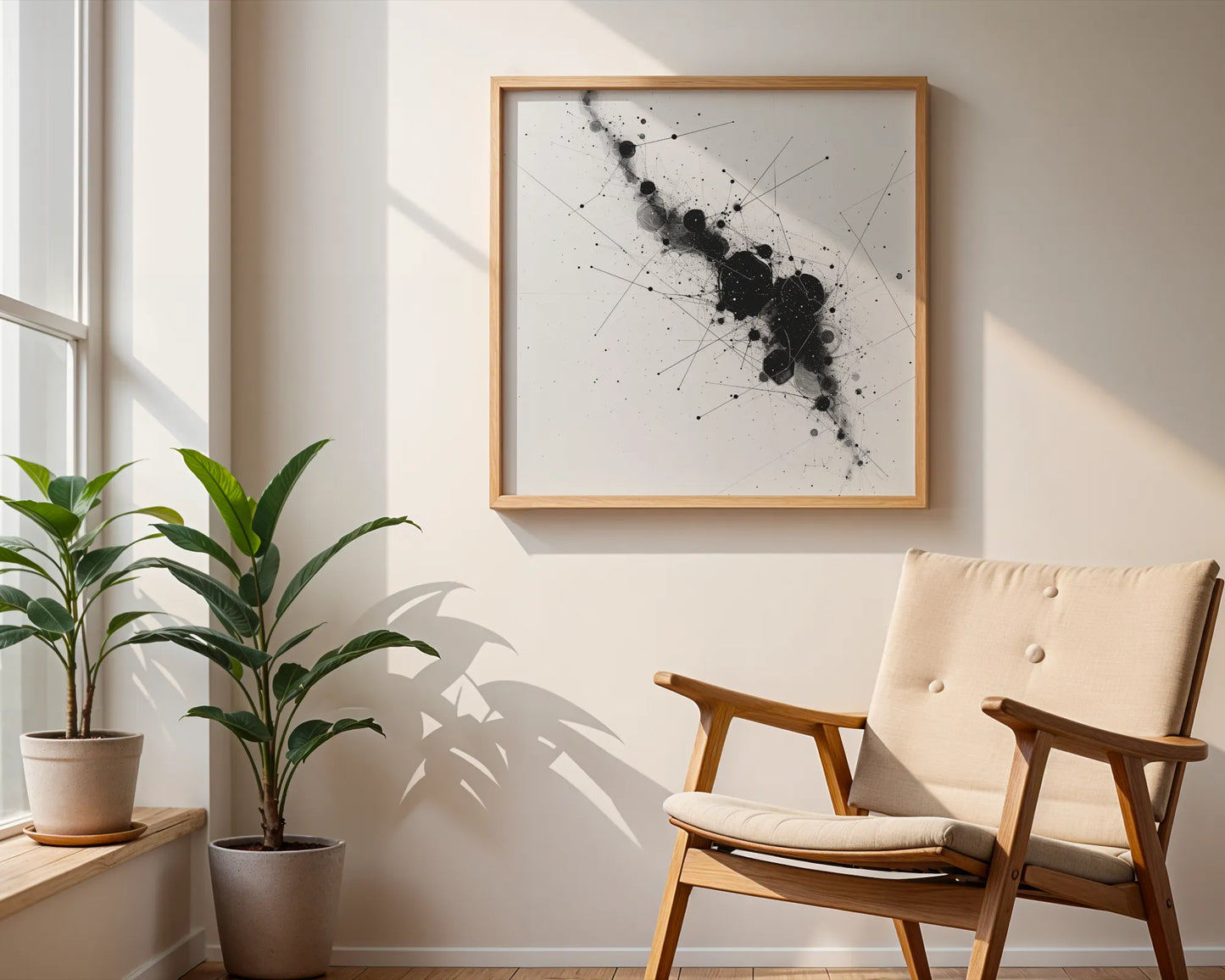 Abstract Pattern II, Black & White Mid Century Modern, Boho Art Painting