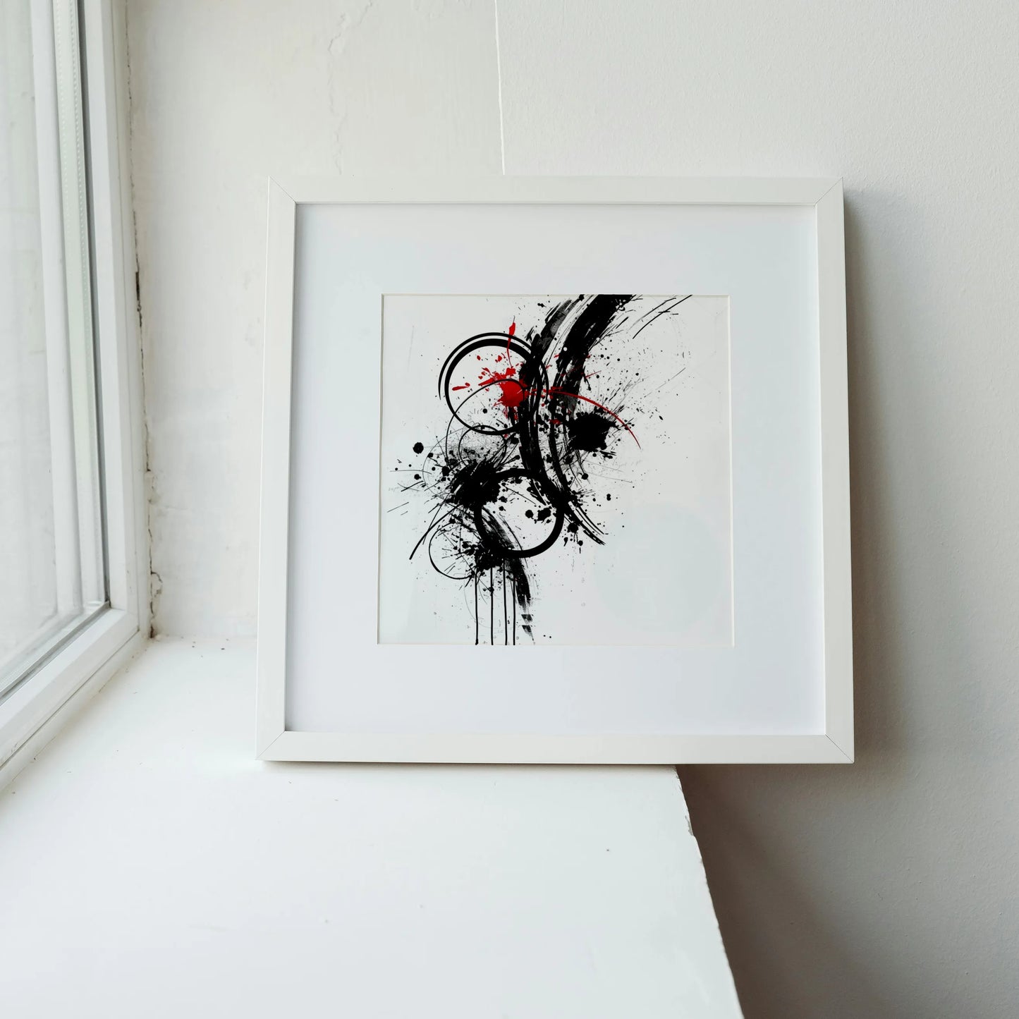 Abstract Pattern I, Black & White Mid Century Modern, Boho Art Painting