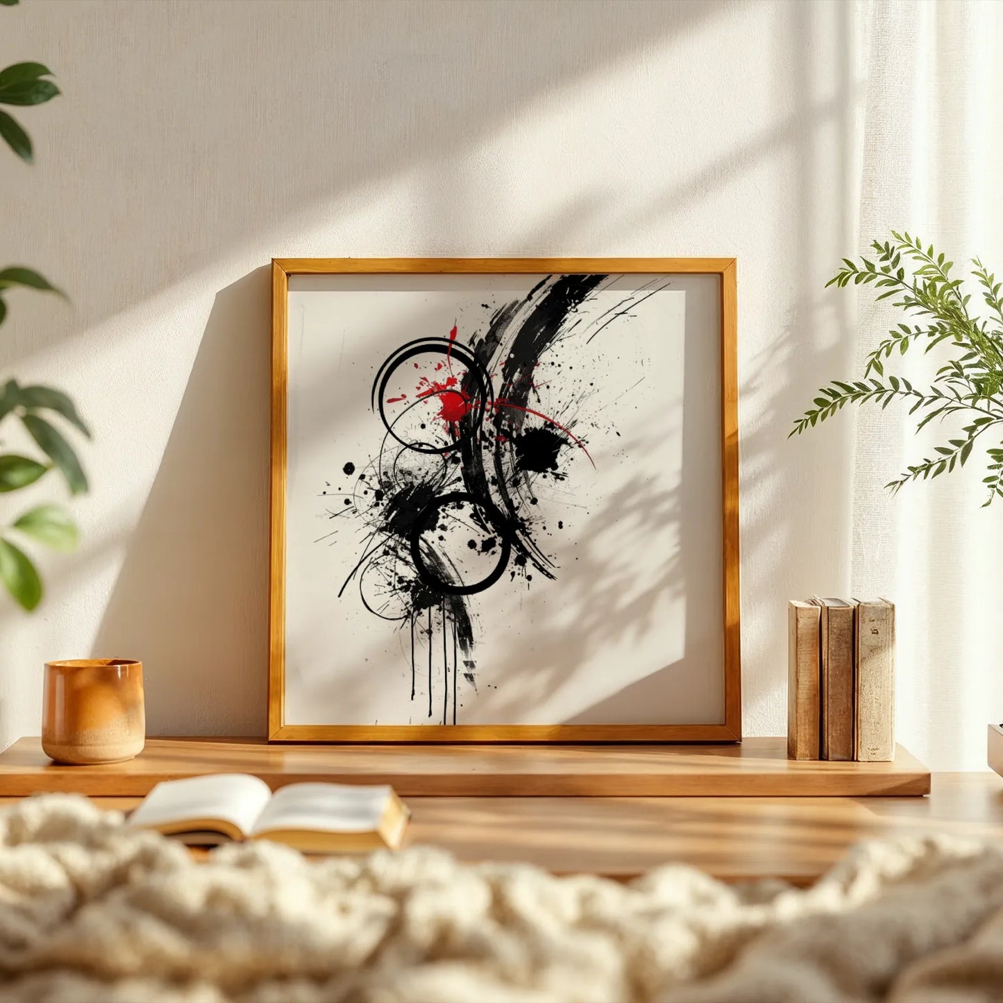 Abstract Pattern I, Black & White Mid Century Modern, Boho Art Painting