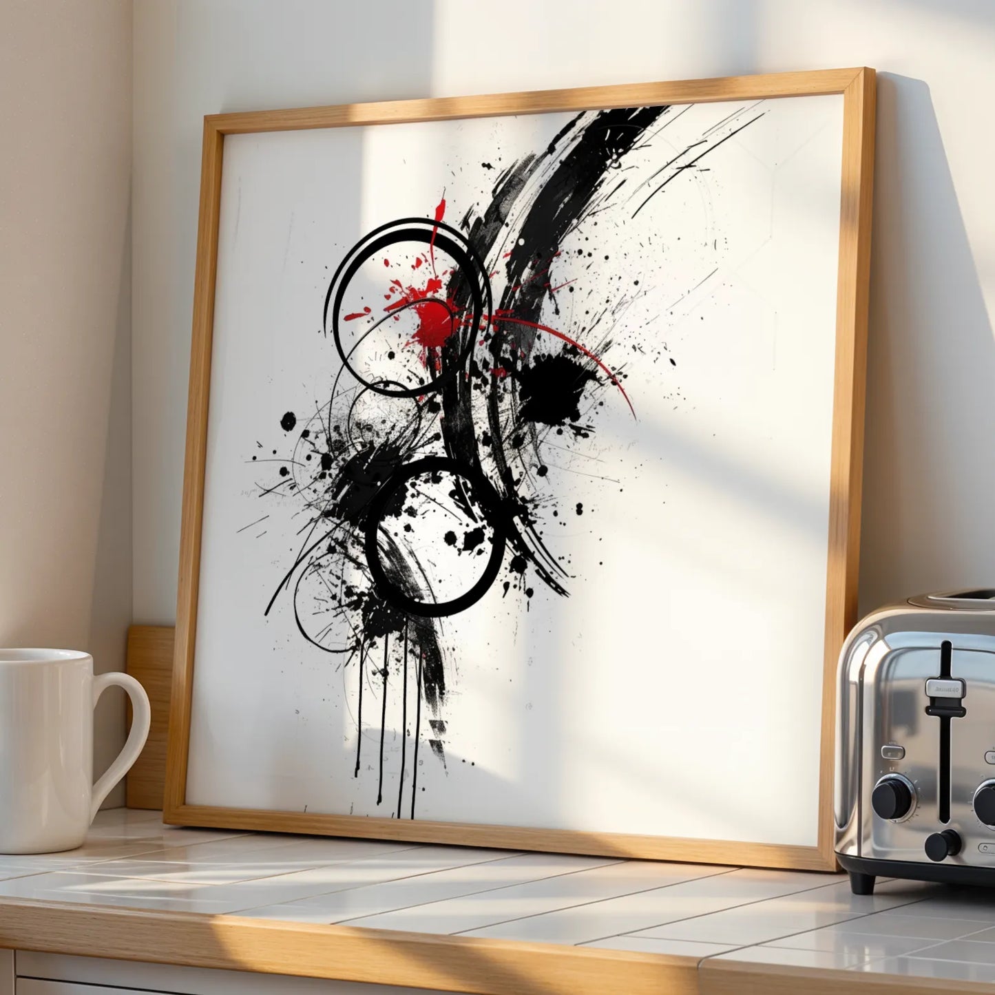 Abstract Pattern I, Black & White Mid Century Modern, Boho Art Painting