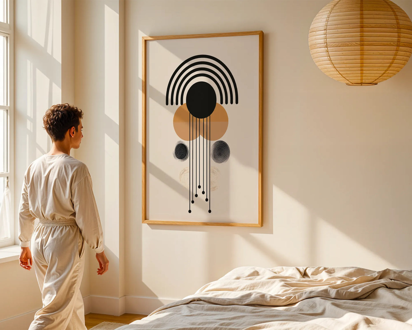 Abstract Shapes, Black & White, Mid Century Modern, Wall Painting