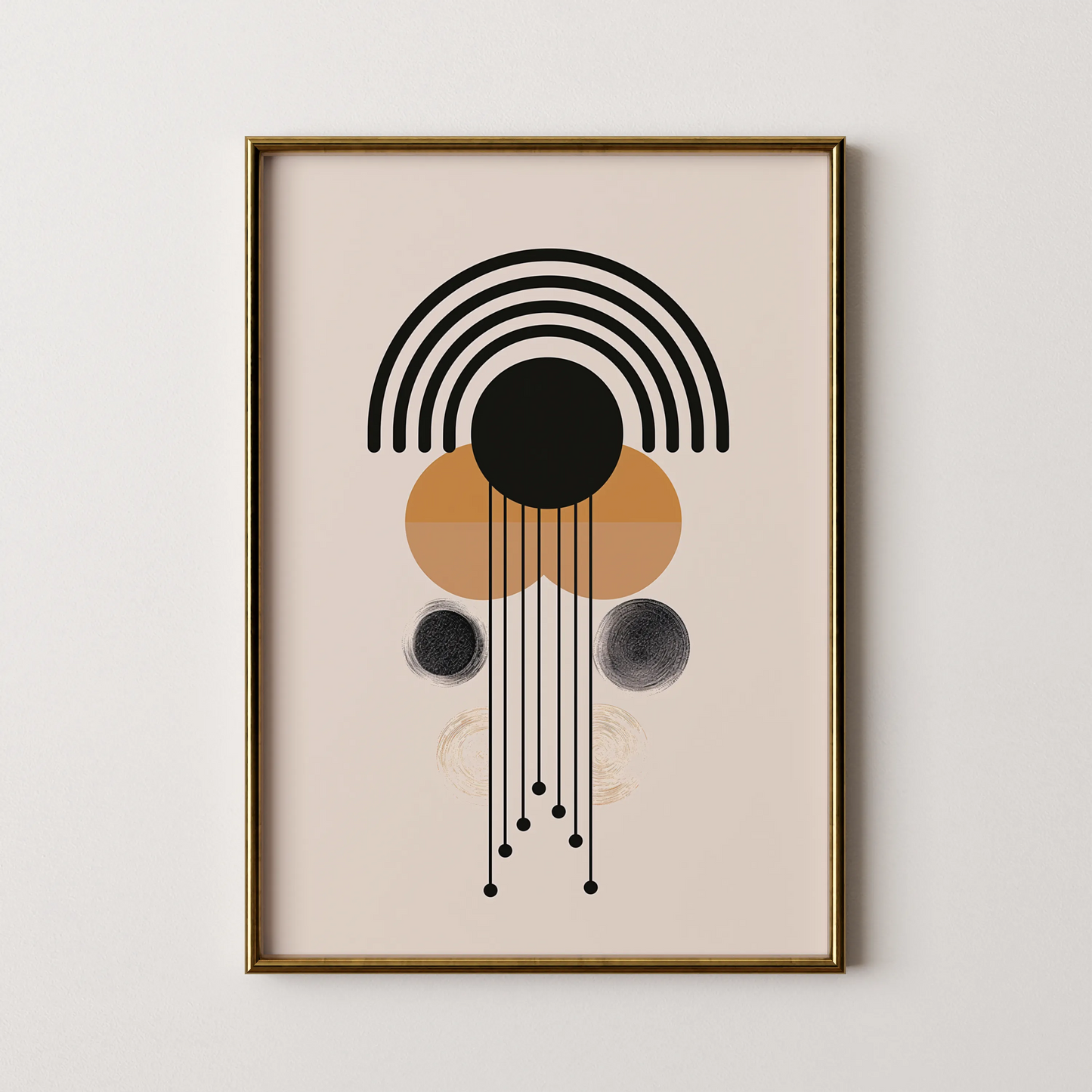 Abstract Shapes, Black & White, Mid Century Modern, Wall Painting