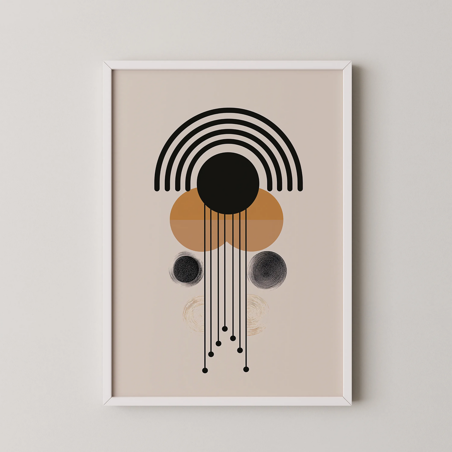 Abstract Shapes, Black & White, Mid Century Modern, Wall Painting