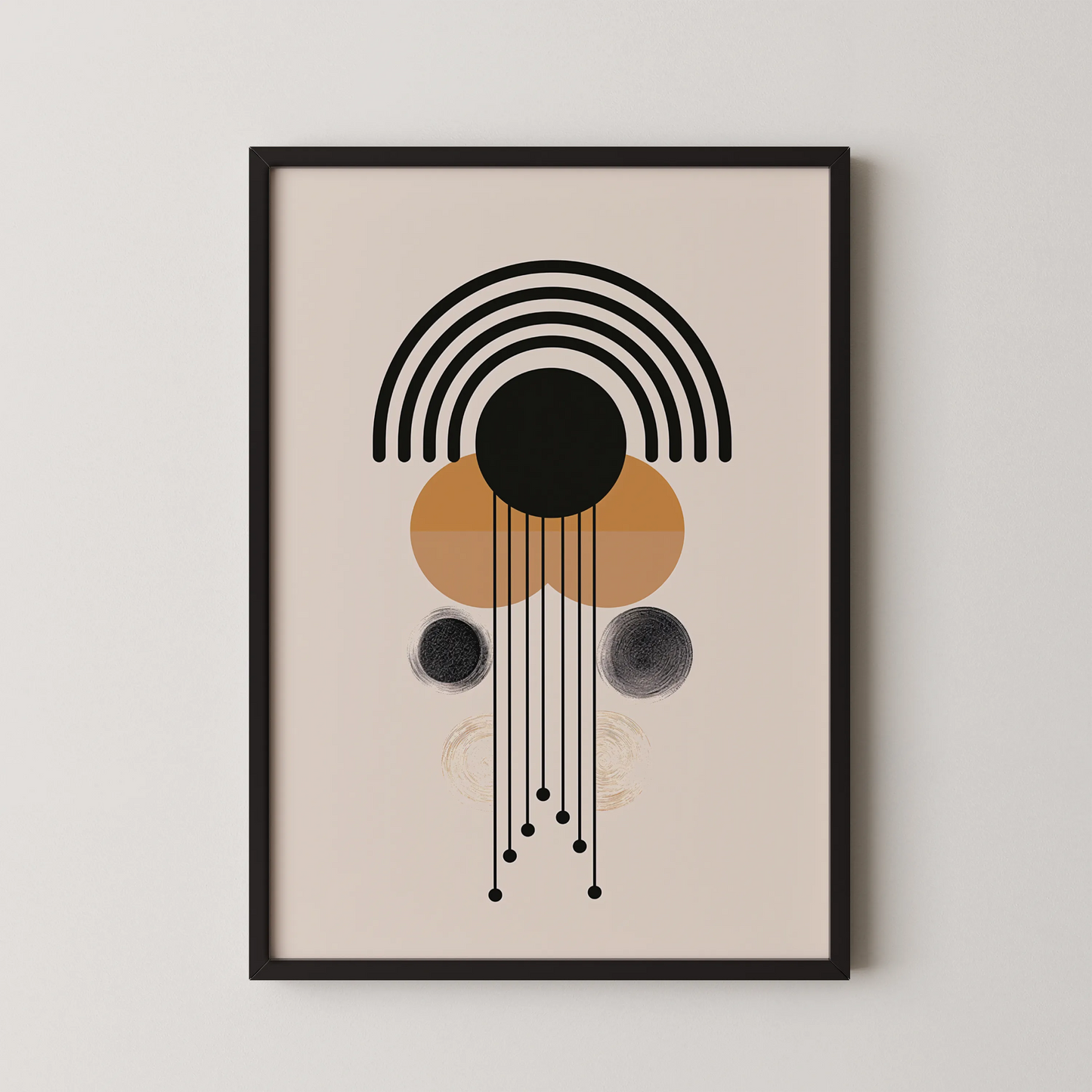 Abstract Shapes, Black & White, Mid Century Modern, Wall Painting
