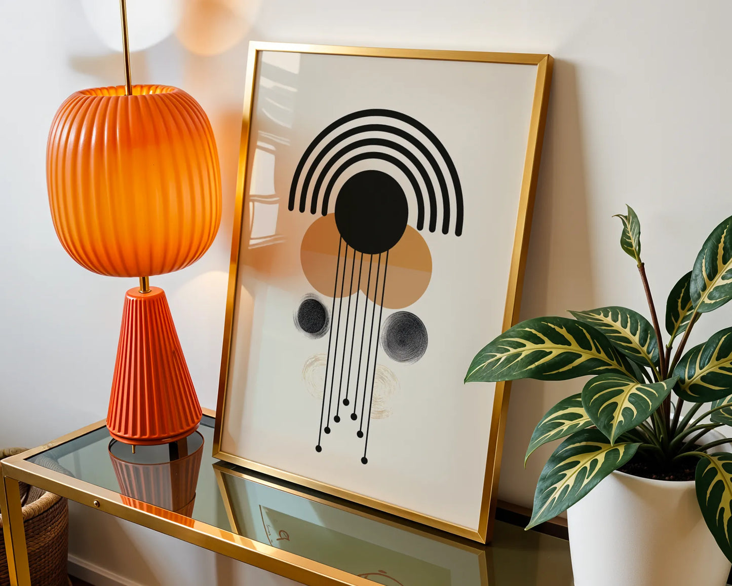 Abstract Shapes, Black & White, Mid Century Modern, Wall Painting