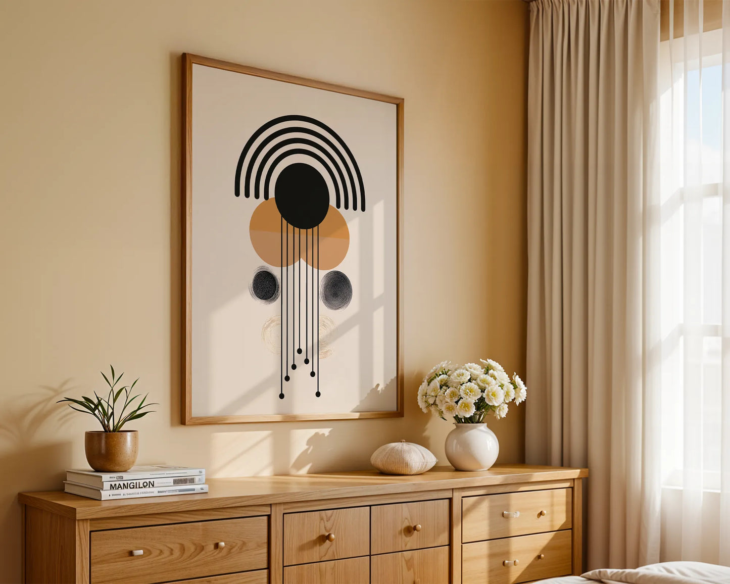 Abstract Shapes, Black & White, Mid Century Modern, Wall Painting
