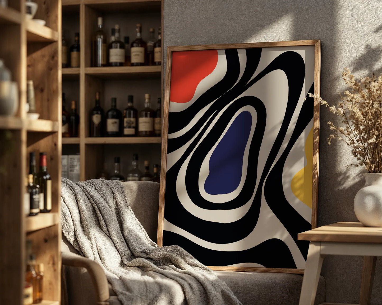 Abstract Strokes I, Black & White, Mid Century Modern