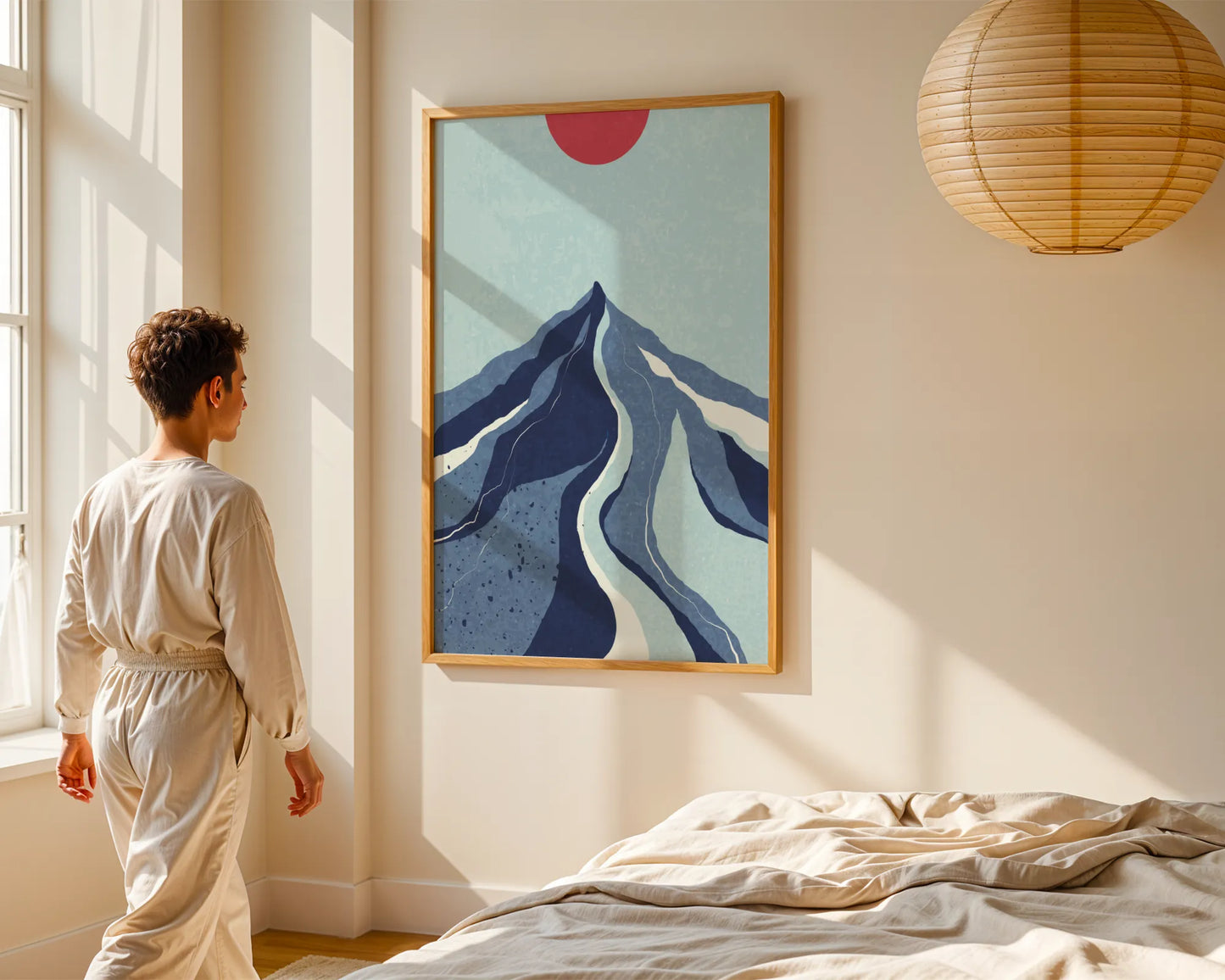 Abstract Sun on Hill, Mid Century Modern, Wall Painting