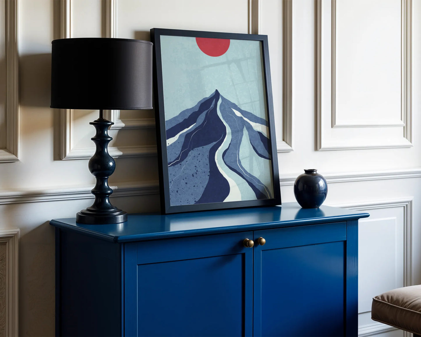 Abstract Sun on Hill, Mid Century Modern, Wall Painting